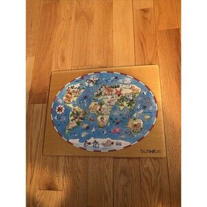 Vintage Beleduc 15 Piece Wooden Children's Puzzle World Globe Theme